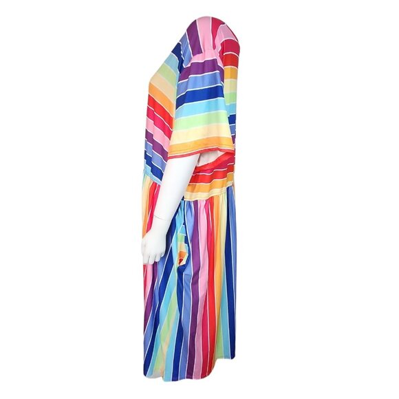 Unbranded Dress Womens Plus Size 5XL Rainbow Pullover Striped Pride Happy Color - Picture 2 of 7